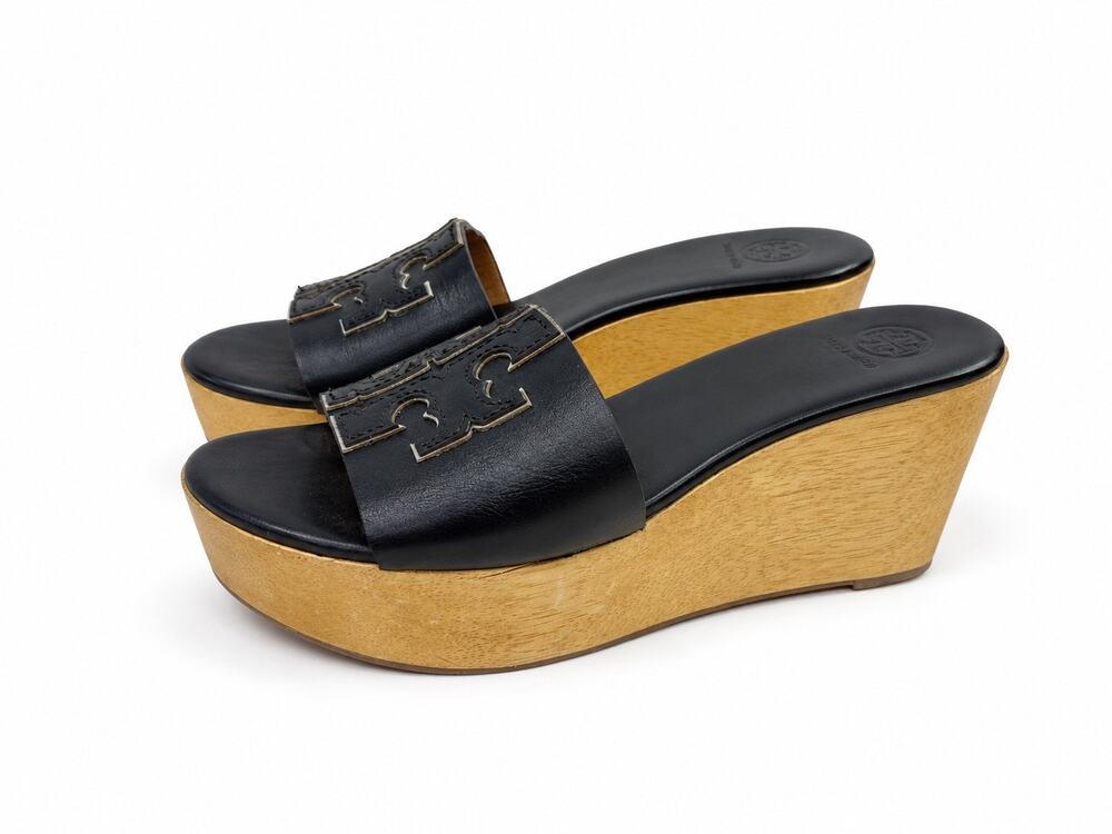 Tory Burch Women’s black leather slide sandal Size 9 # Box 913 - Picture 3 of 6